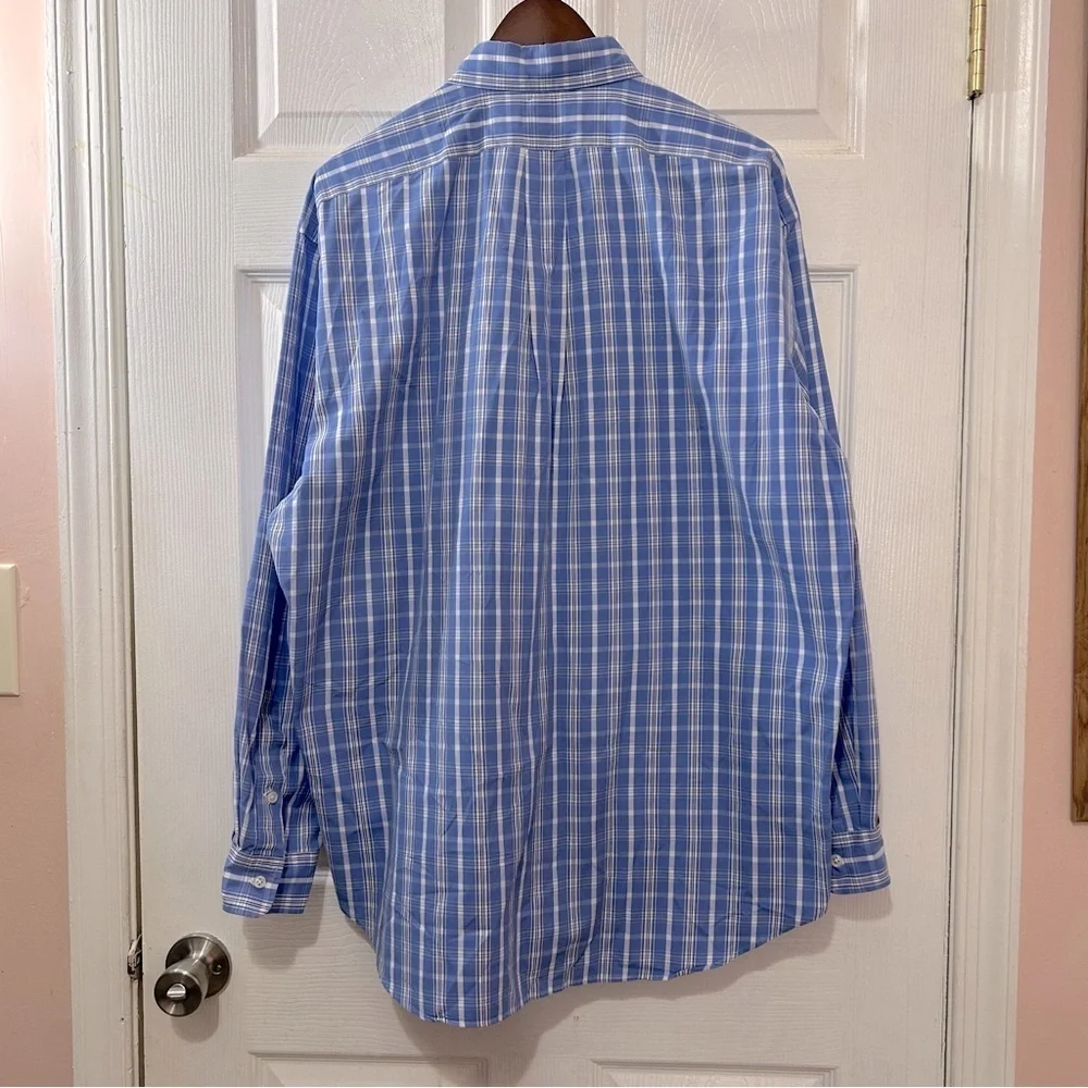 POLO Ralph Lauren Blake Men's Button Down Shirt Plaid Blue White Size Large